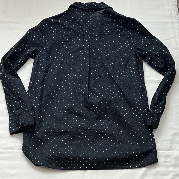 Old Navy "The Tunic" Black & White Polka Dot Long Sleeve Button Down Shirt M - Picture 4 of 6